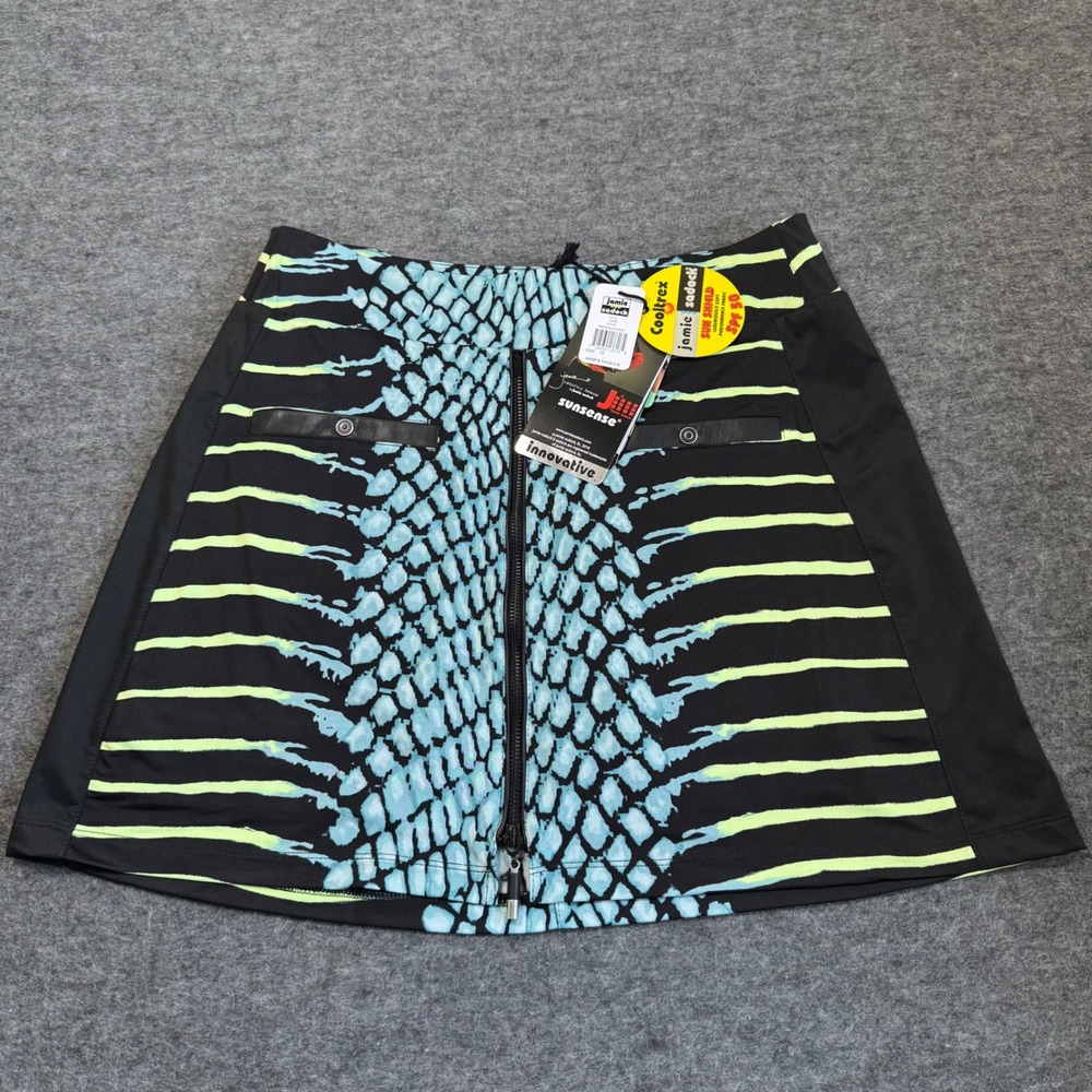 NEW Jamie Sadock Sunsense Golf Skort 10 Arabesque Blue Snake Neon Zip SPF 50